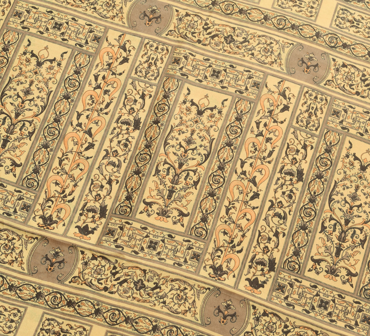 Sushila Vintage Saree 100% Pure Silk Printed Floral Soft Craft Indian Fabric