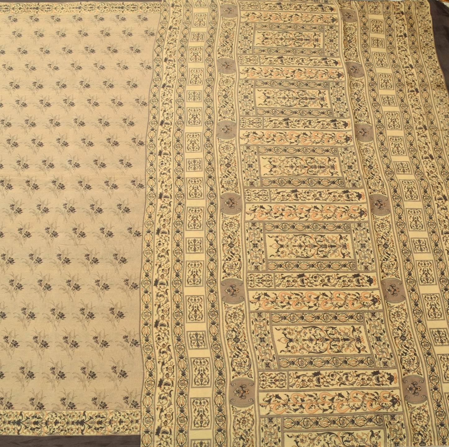 Sushila Vintage Saree 100% Pure Silk Printed Floral Soft Craft Indian Fabric