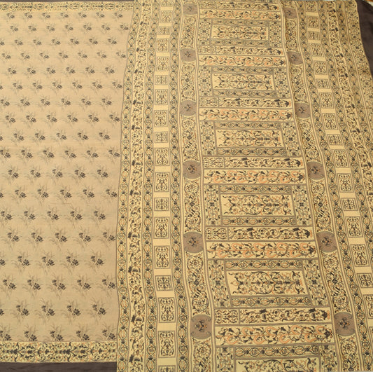 Sushila Vintage Saree 100% Pure Silk Printed Floral Soft Craft Indian Fabric