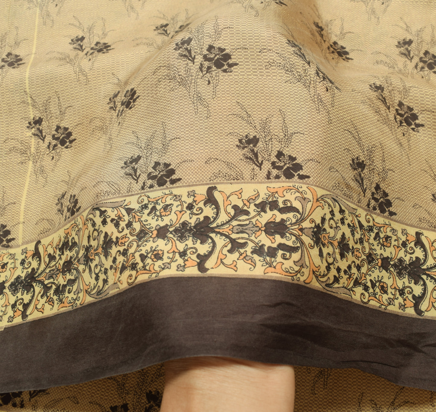 Sushila Vintage Saree 100% Pure Silk Printed Floral Soft Craft Indian Fabric