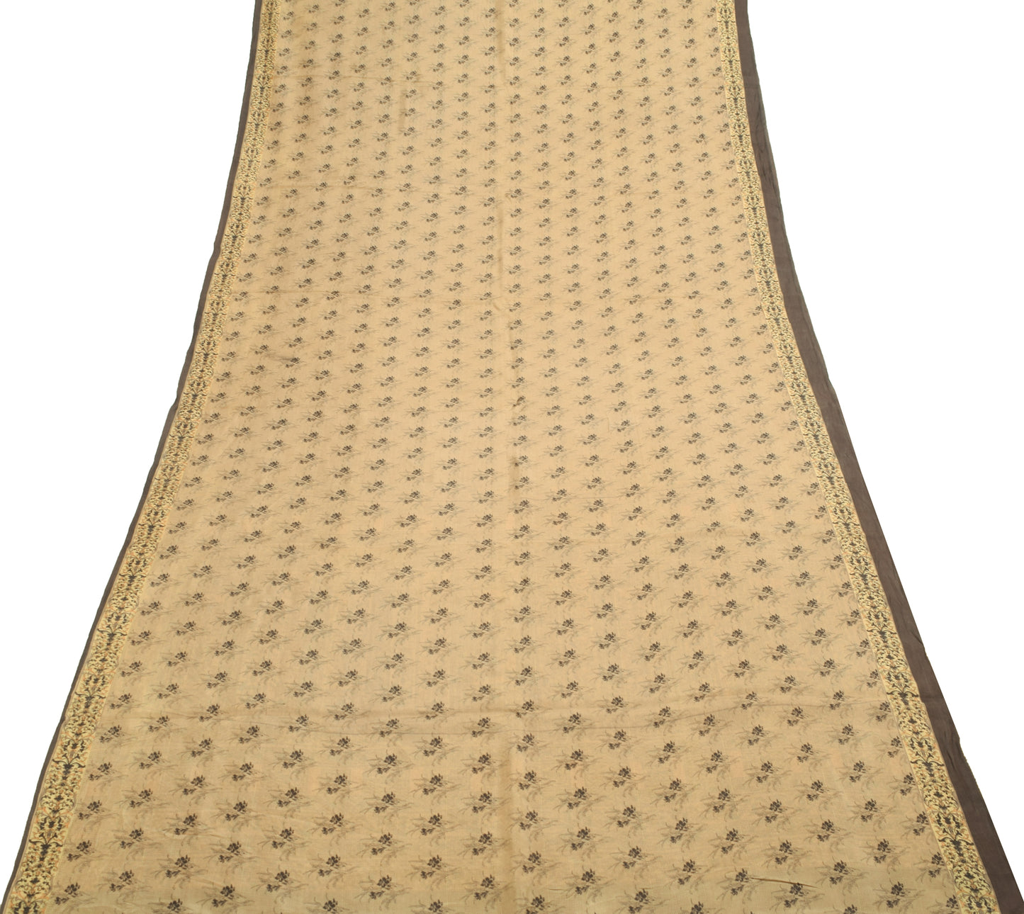 Sushila Vintage Saree 100% Pure Silk Printed Floral Soft Craft Indian Fabric