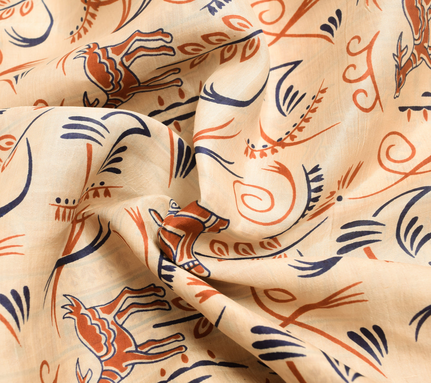 Sushila Vintage Light Brown Saree 100% Pure Silk Printed Human Craft Fabric