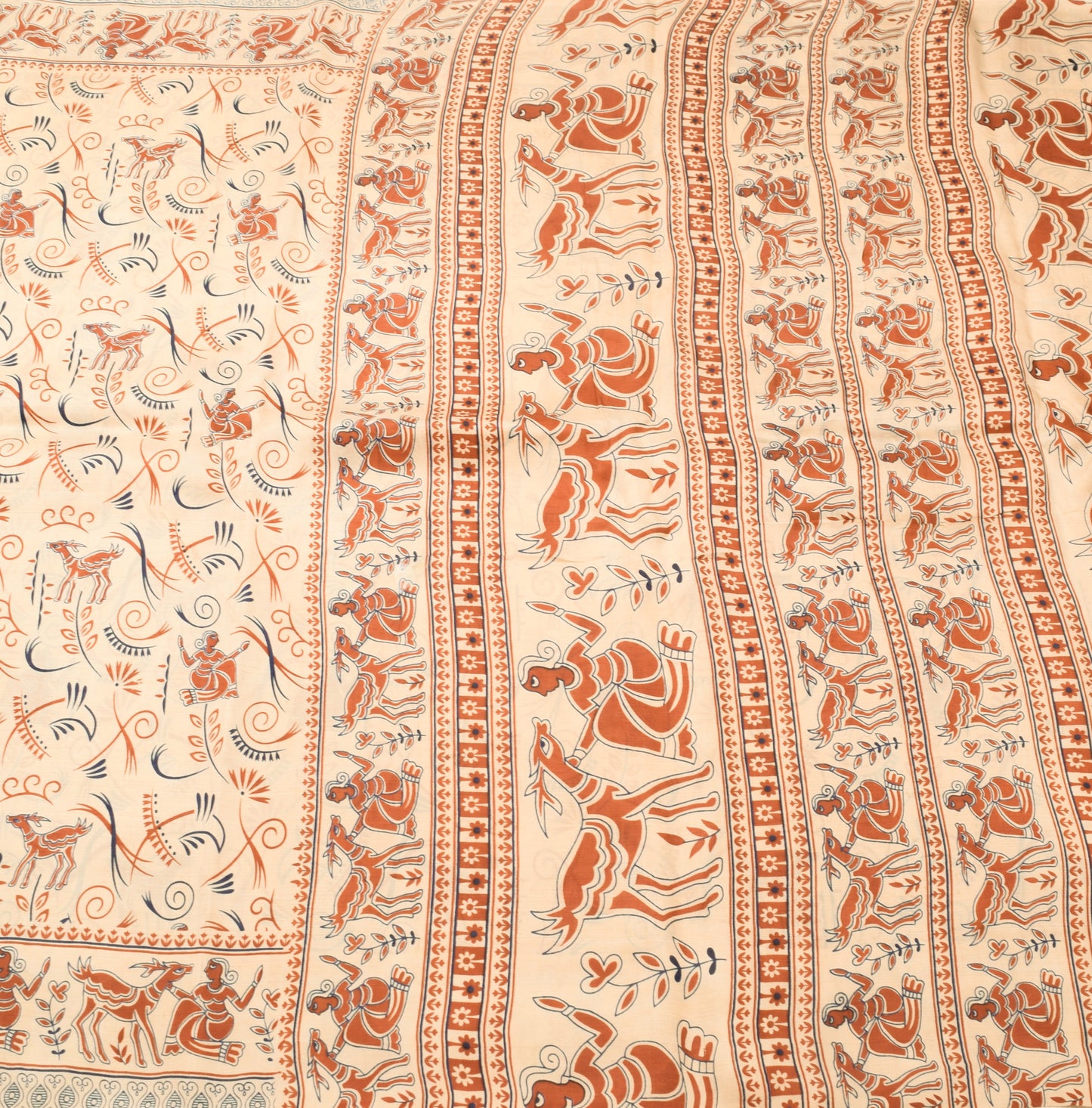 Sushila Vintage Light Brown Saree 100% Pure Silk Printed Human Craft Fabric