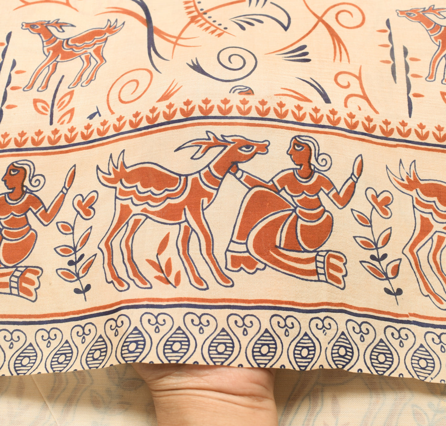 Sushila Vintage Light Brown Saree 100% Pure Silk Printed Human Craft Fabric