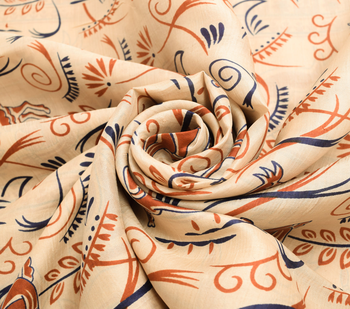 Sushila Vintage Light Brown Saree 100% Pure Silk Printed Human Craft Fabric