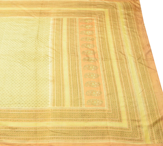 Sushila Vintage Saree 100% Pure Silk Printed Green Floral Soft Craft Fabric