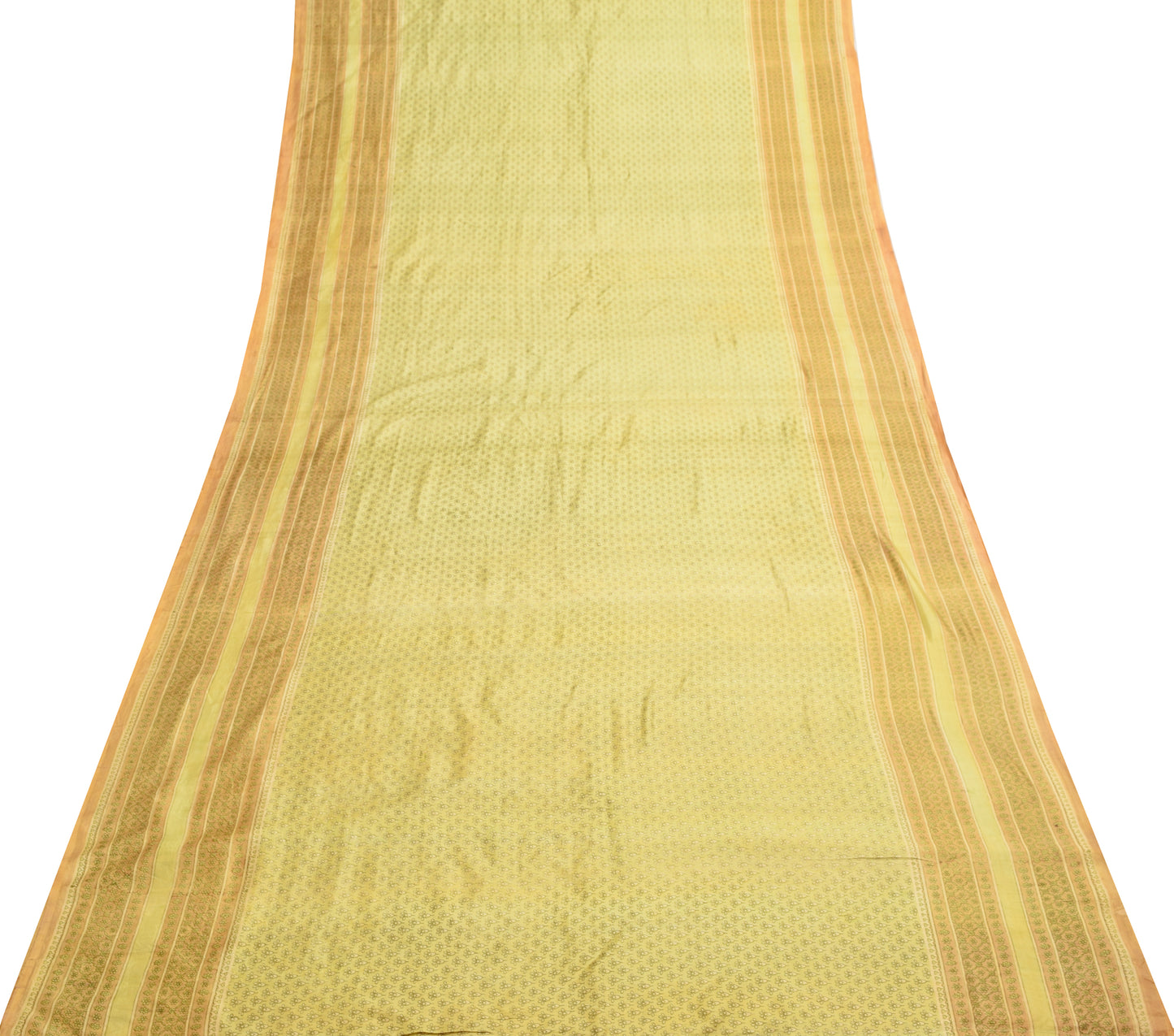 Sushila Vintage Saree 100% Pure Silk Printed Green Floral Soft Craft Fabric