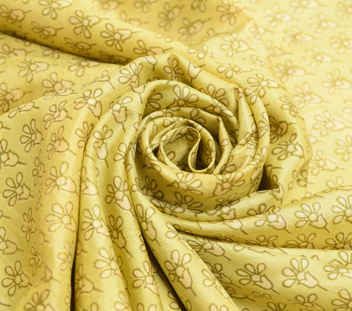 Sushila Vintage Saree 100% Pure Silk Printed Green Floral Soft Craft Fabric