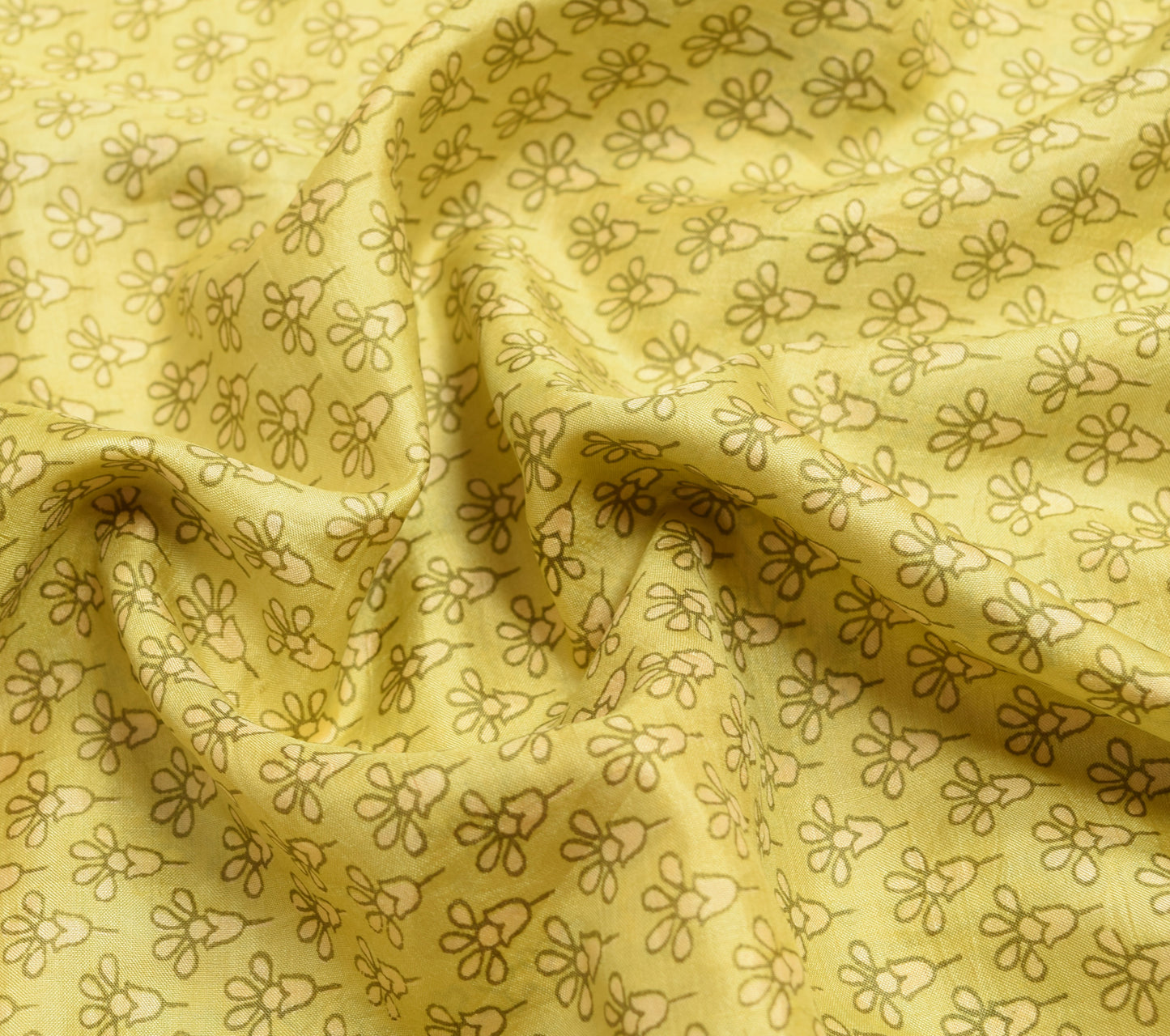 Sushila Vintage Saree 100% Pure Silk Printed Green Floral Soft Craft Fabric