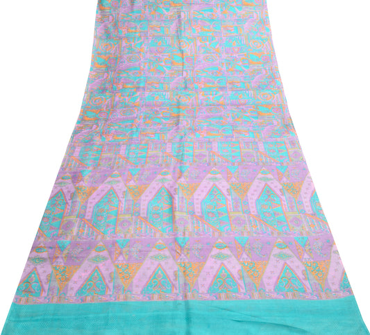 Sushila Vintage Saree 100% Pure Silk Printed Multi-Color Soft Craft Fabric