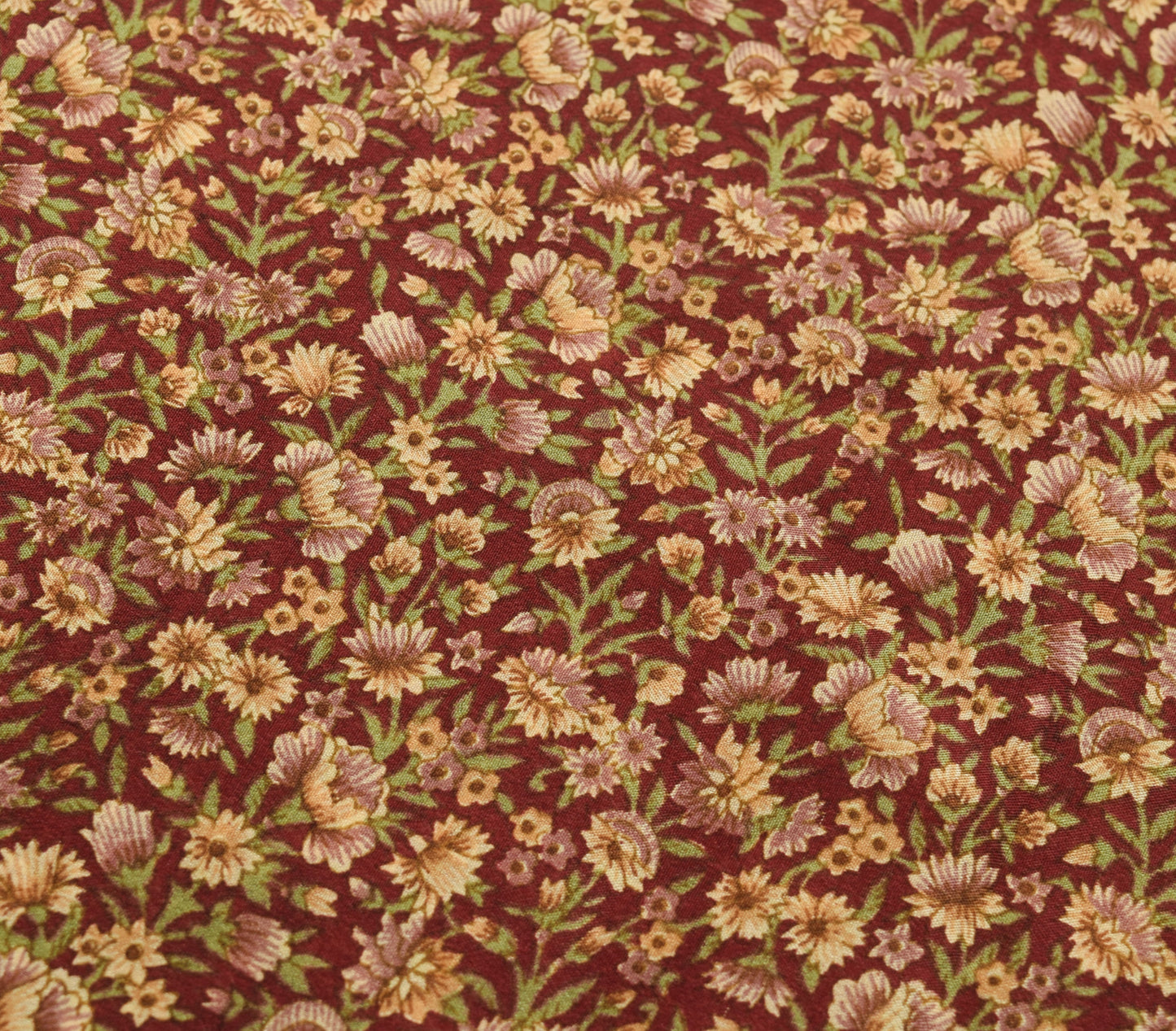 Sushila Vintage Maroon Saree 100% Pure Silk Printed Floral Soft Craft Fabric