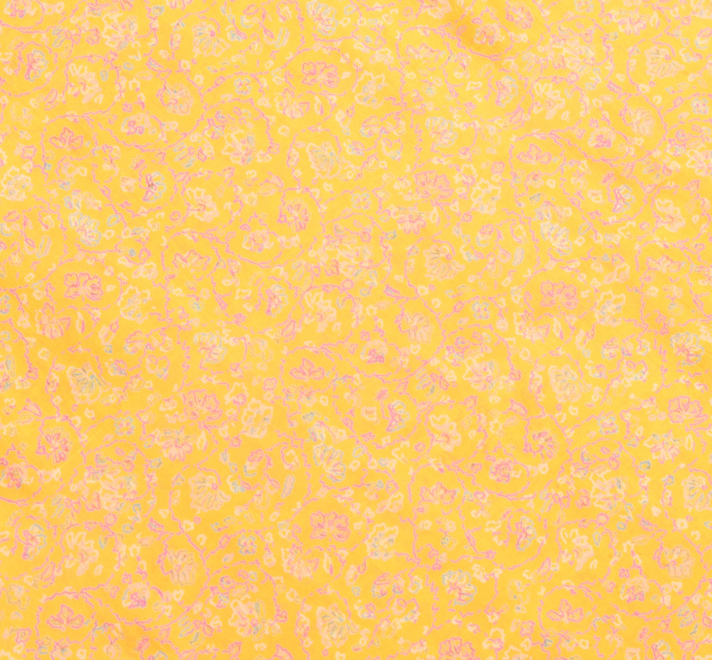 Sushila Vintage Yellow Saree 100% Pure Silk Printed Floral Soft Craft Fabric
