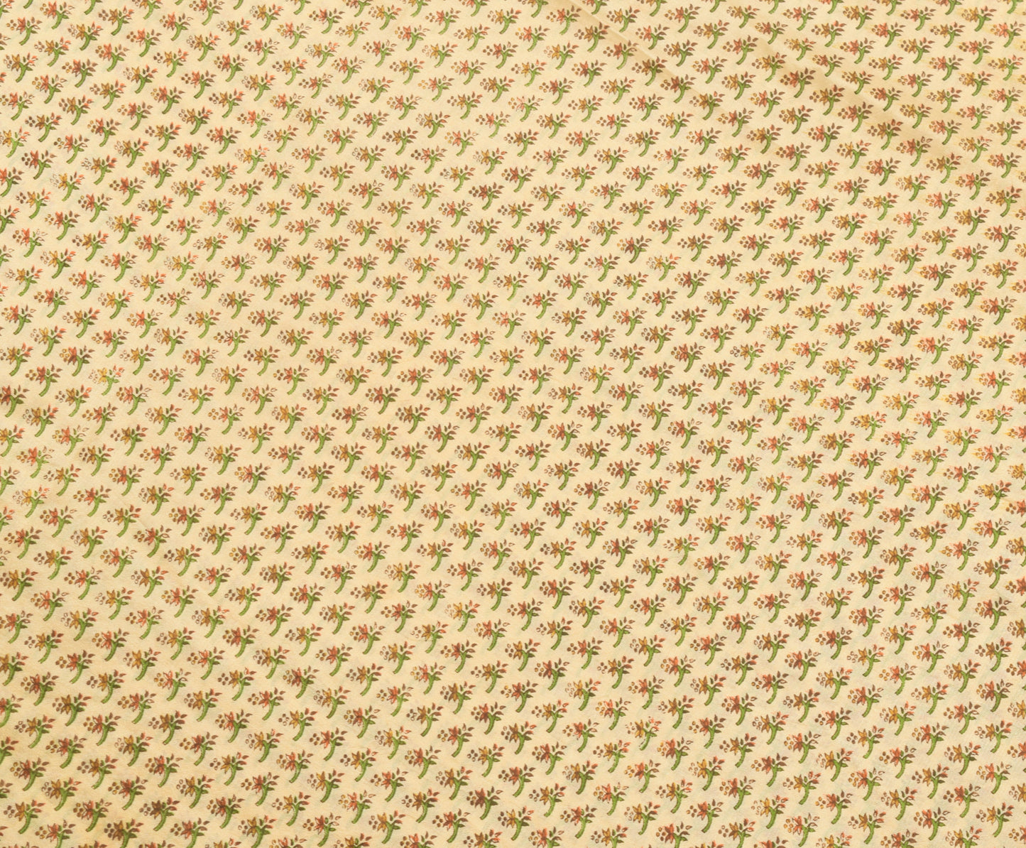 Sushila Vintage Saree 100% Pure Silk Printed Beige Floral Soft Craft Fabric