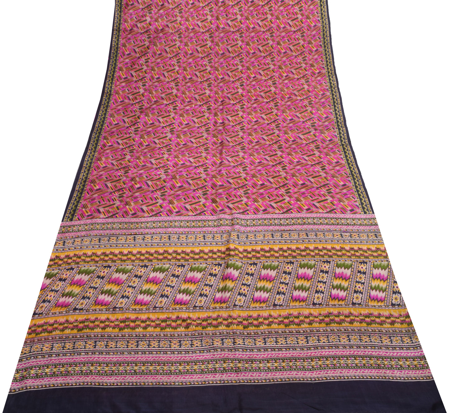 Sushila Vintage Magenta  Saree 100% Pure Silk Printed Indian Soft Craft Fabric