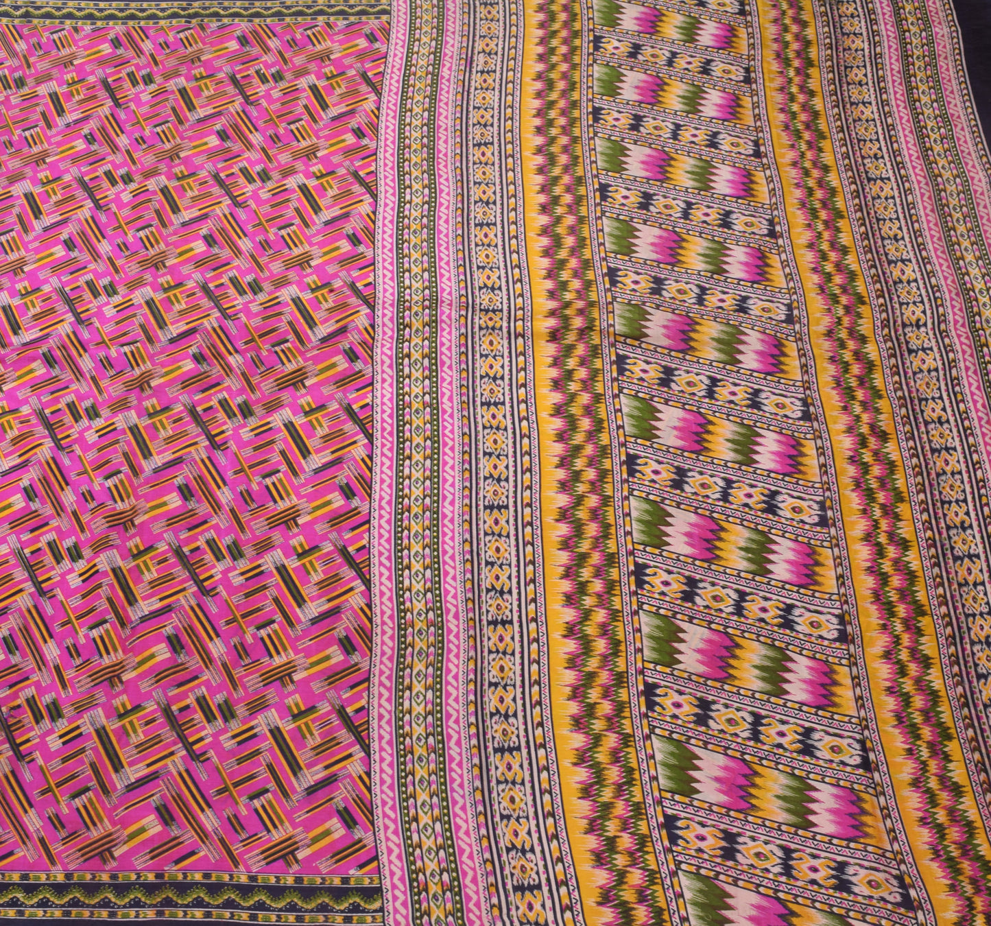 Sushila Vintage Magenta  Saree 100% Pure Silk Printed Indian Soft Craft Fabric