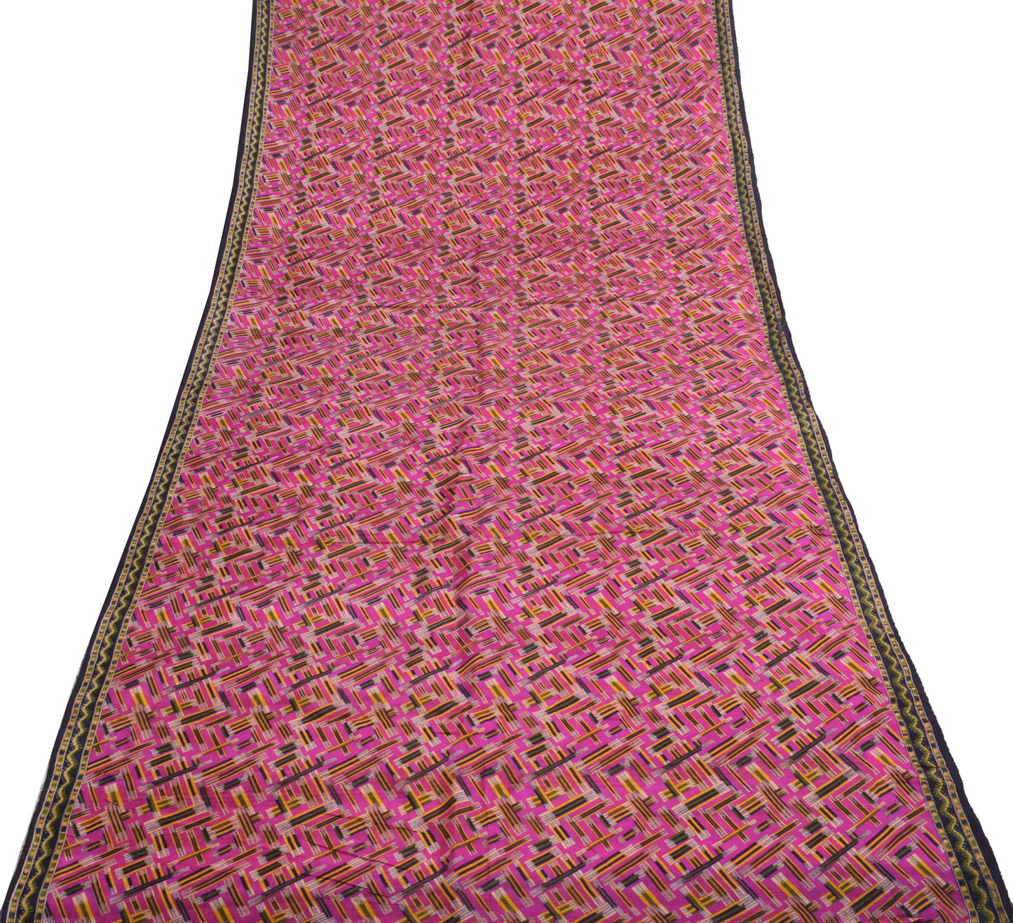 Sushila Vintage Magenta  Saree 100% Pure Silk Printed Indian Soft Craft Fabric