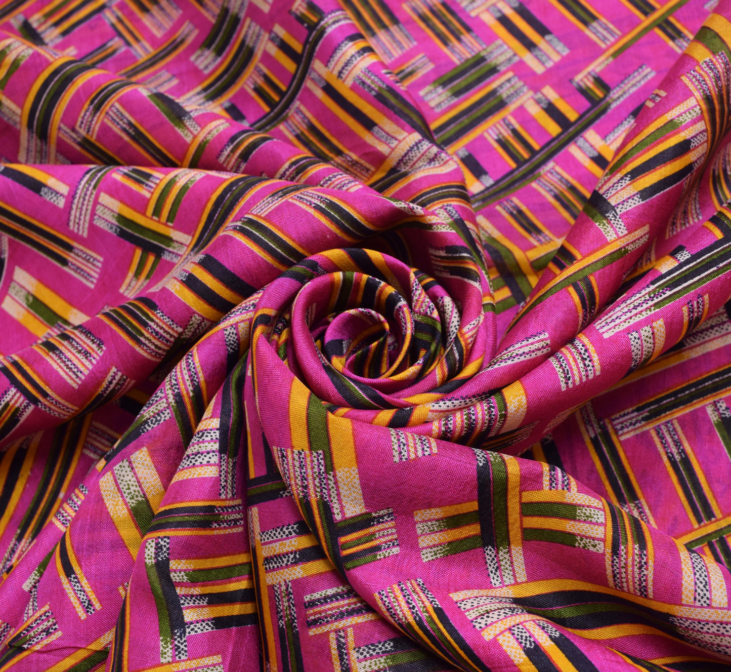 Sushila Vintage Magenta  Saree 100% Pure Silk Printed Indian Soft Craft Fabric