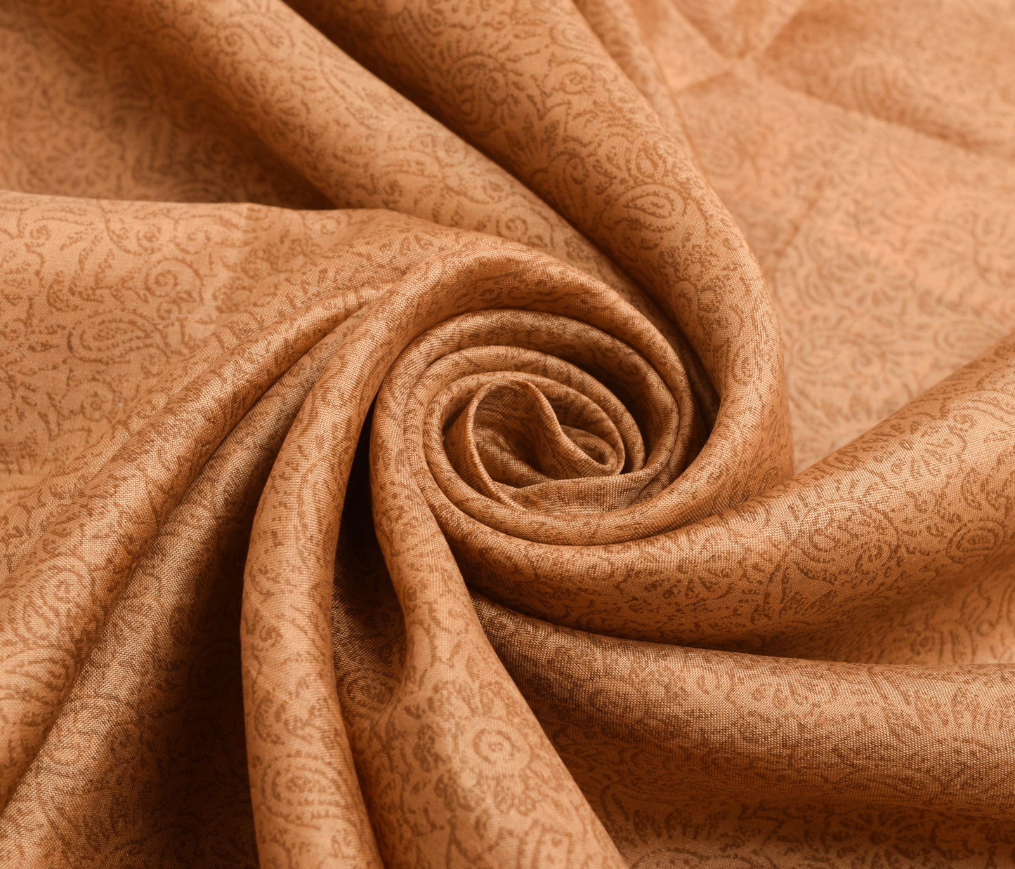 Sushila Vintage Brown Saree 100% Pure Silk Printed Floral Soft Craft Fabric