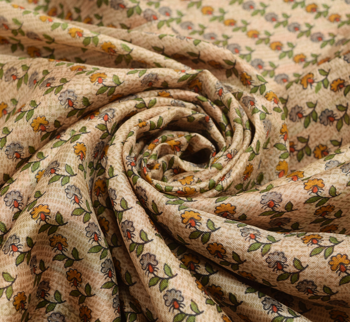 Sushila Vintage Cream Floral Saree 100% Pure Silk Printed Soft Craft Fabric