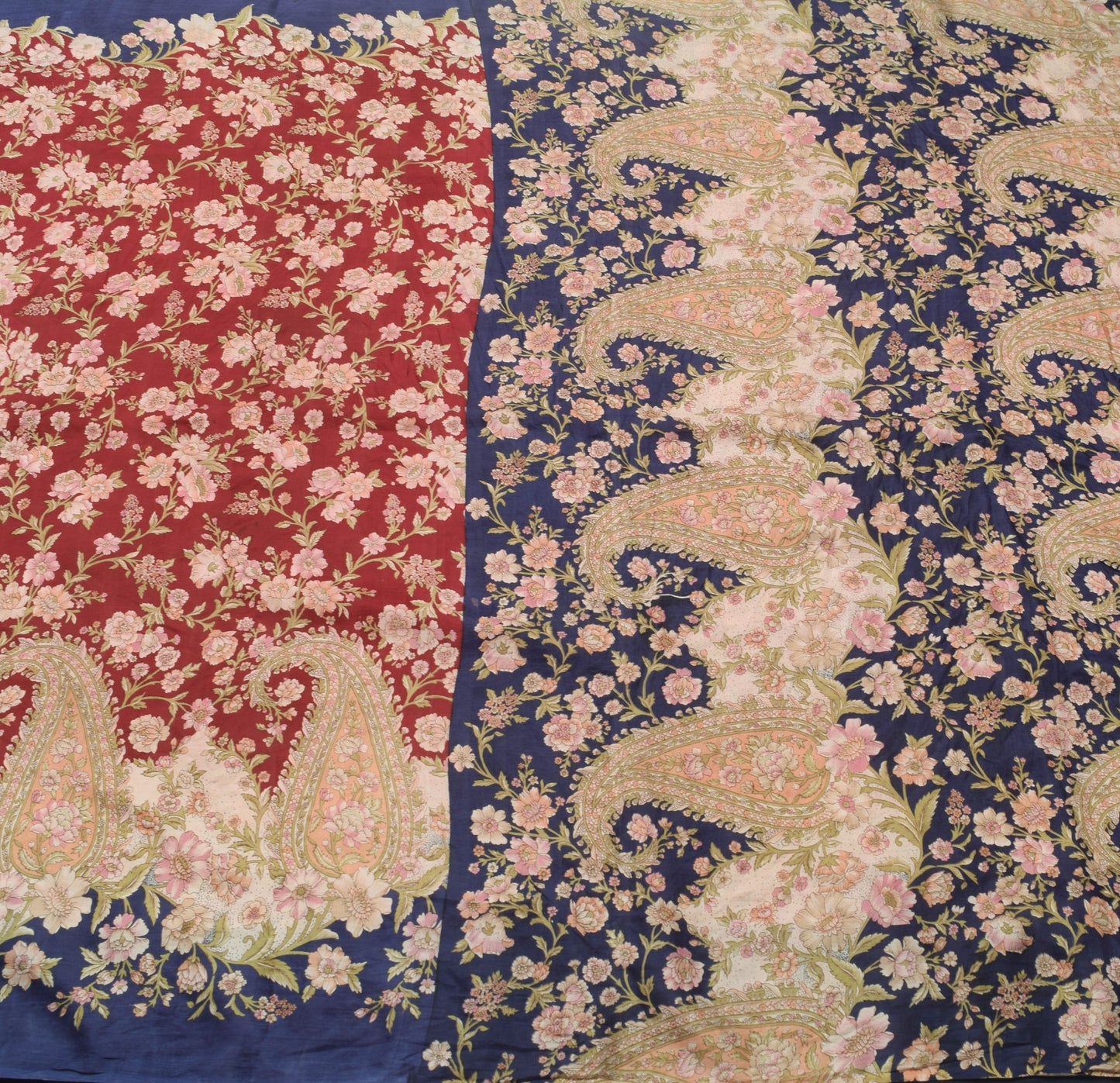 Sushila Vintage Maroon Saree 100% Pure Silk Printed Soft Floral Craft Fabric