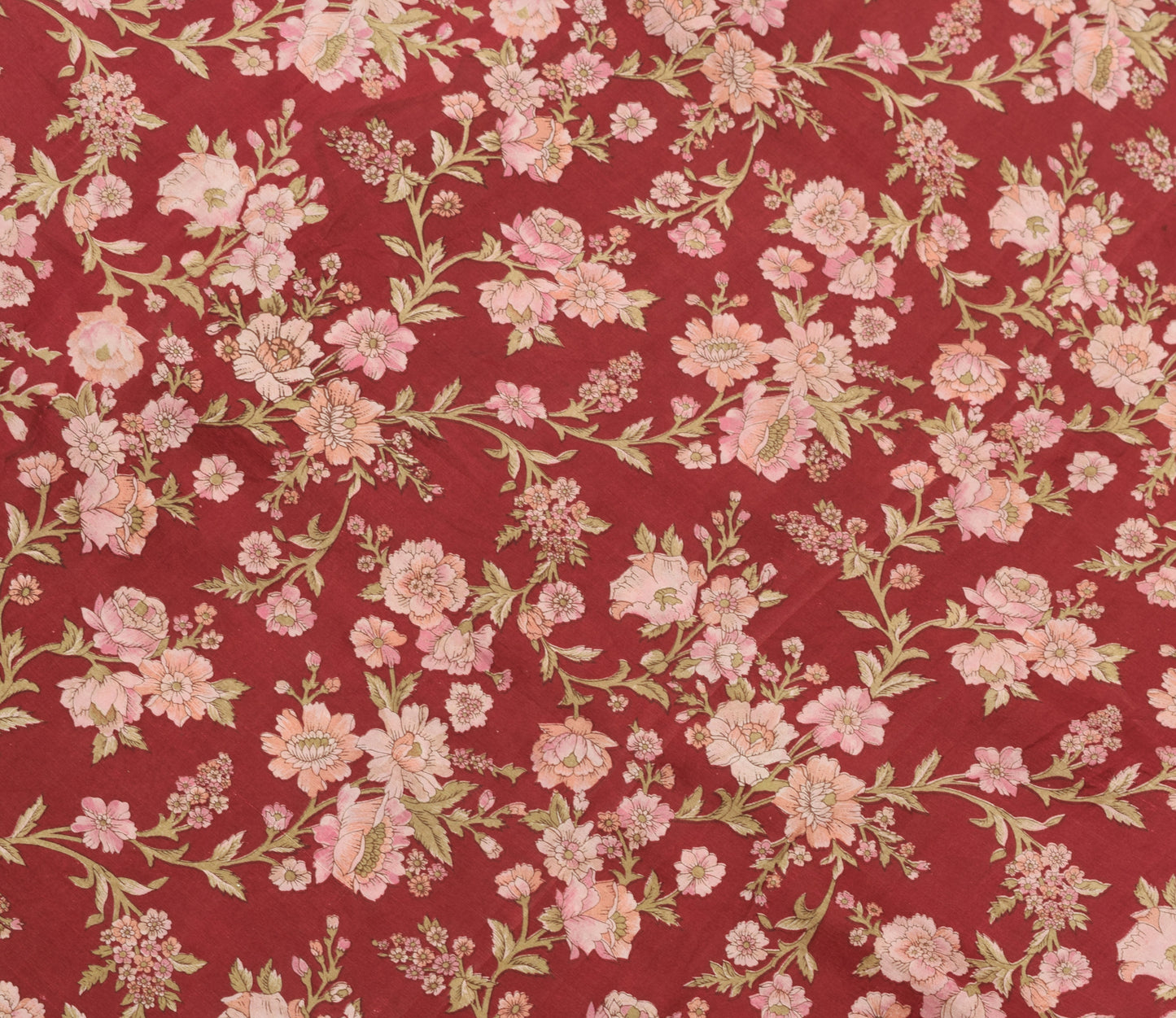 Sushila Vintage Maroon Saree 100% Pure Silk Printed Soft Floral Craft Fabric