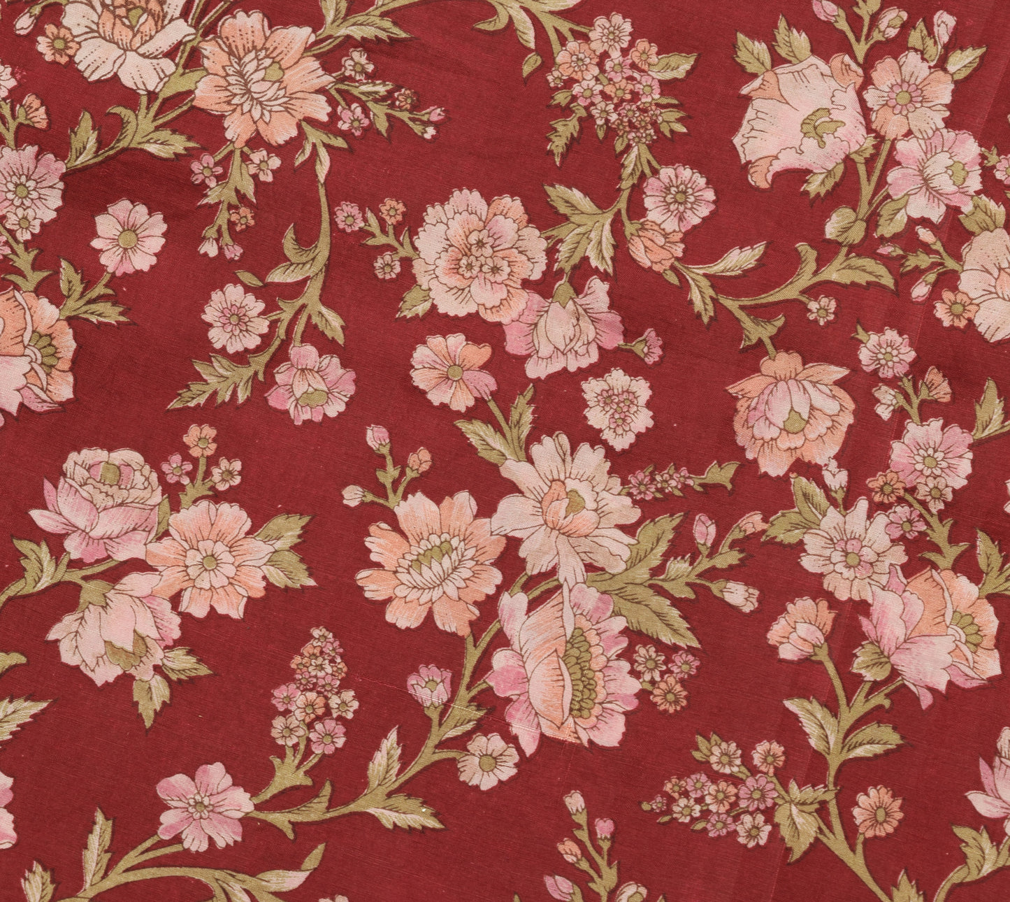 Sushila Vintage Maroon Saree 100% Pure Silk Printed Soft Floral Craft Fabric