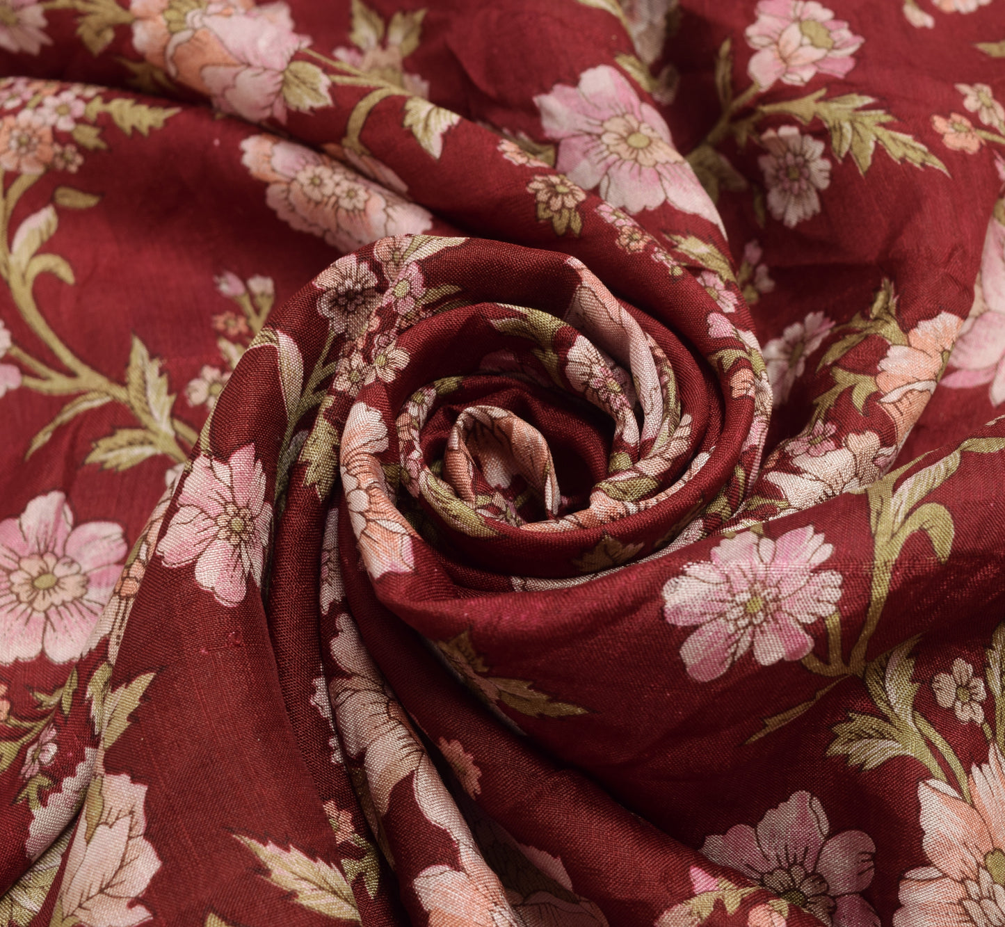 Sushila Vintage Maroon Saree 100% Pure Silk Printed Soft Floral Craft Fabric