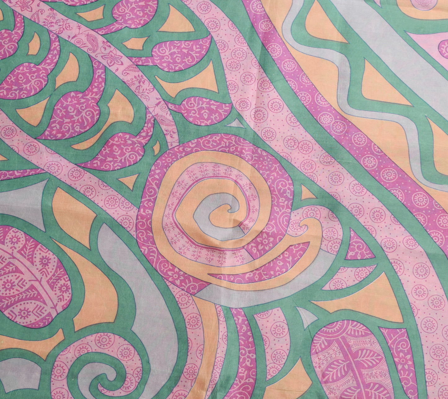 Sushila Vintage Saree 100% Pure Silk Printed Mauve Floral Indian Craft Fabric