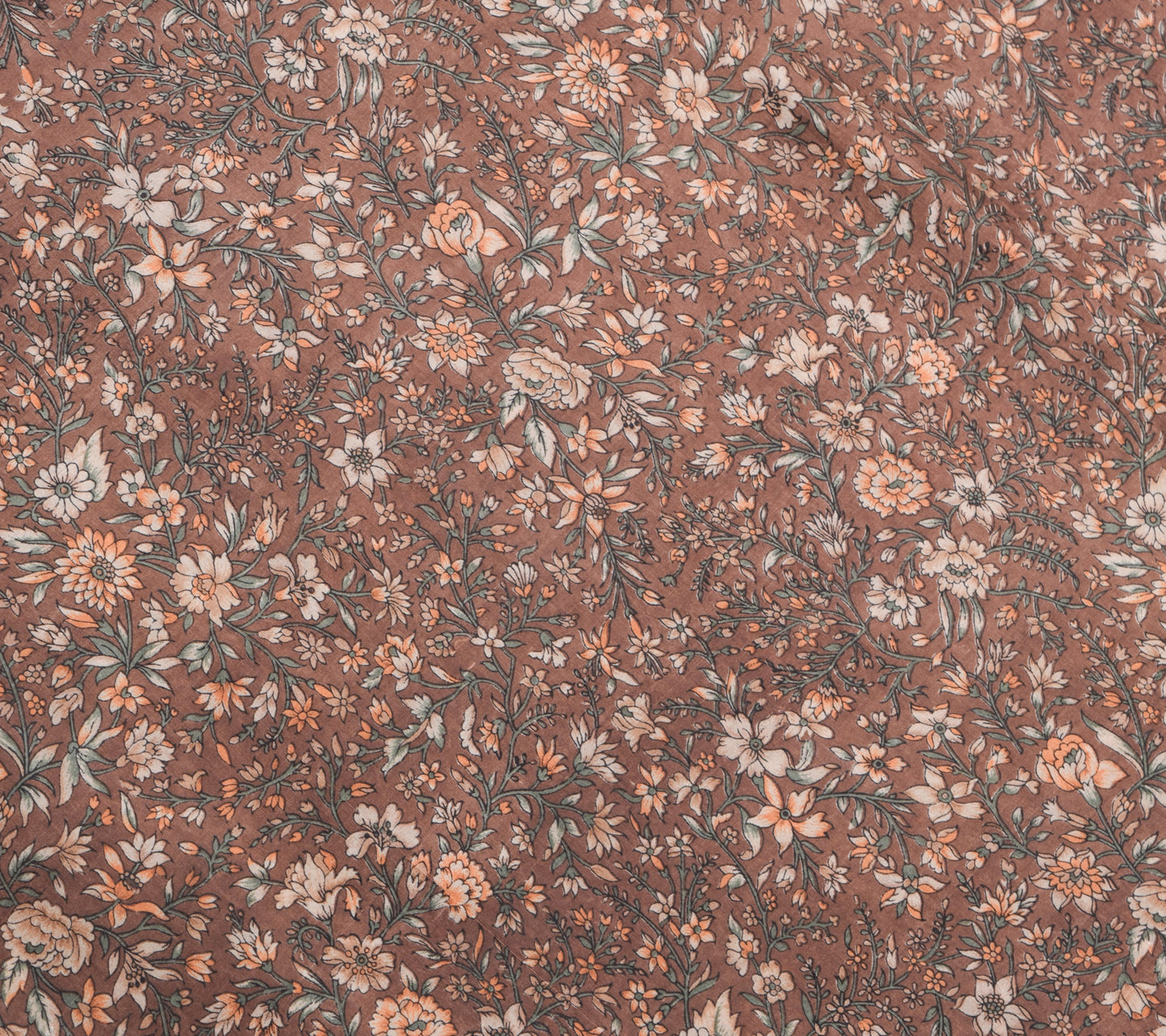 Sushila Vintage Brown Saree Pure Silk Printed Floral Casual Soft Craft Fabric