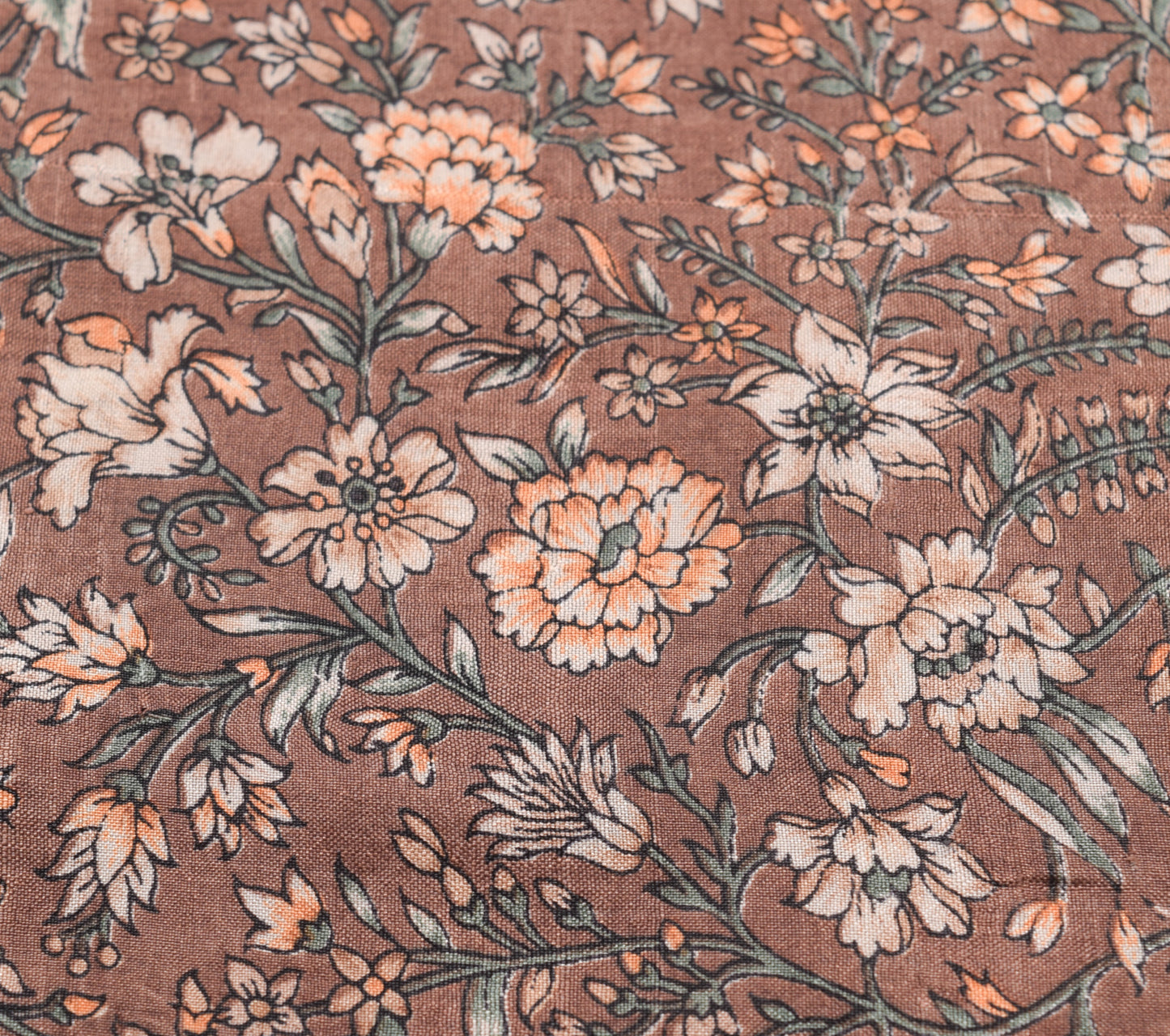 Sushila Vintage Brown Saree Pure Silk Printed Floral Casual Soft Craft Fabric