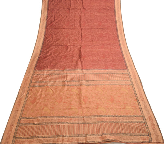 Sushila Vintage Saree 100% Pure Silk Printed & Woven Paisley Soft Craft Fabric