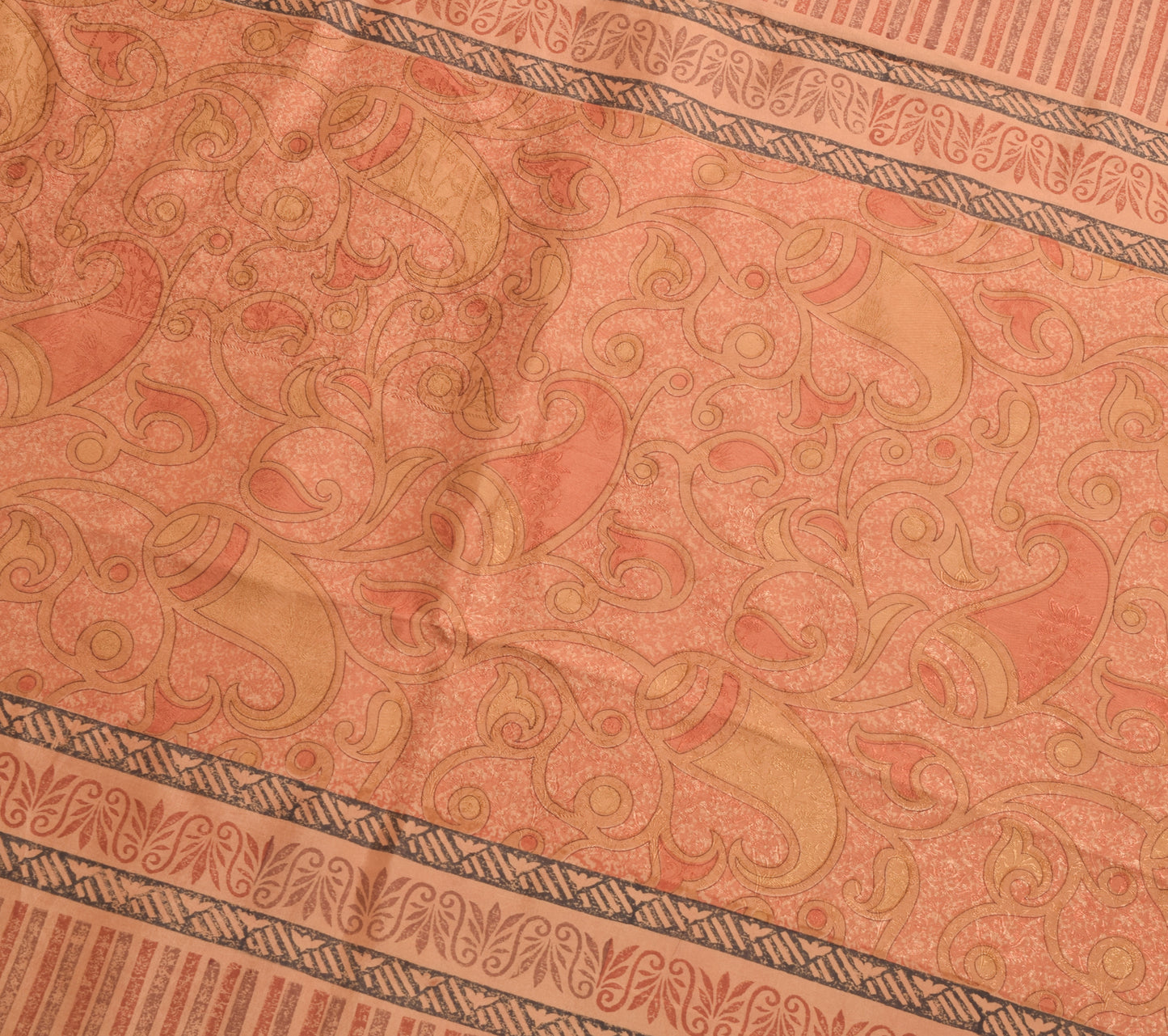 Sushila Vintage Saree 100% Pure Silk Printed & Woven Paisley Soft Craft Fabric