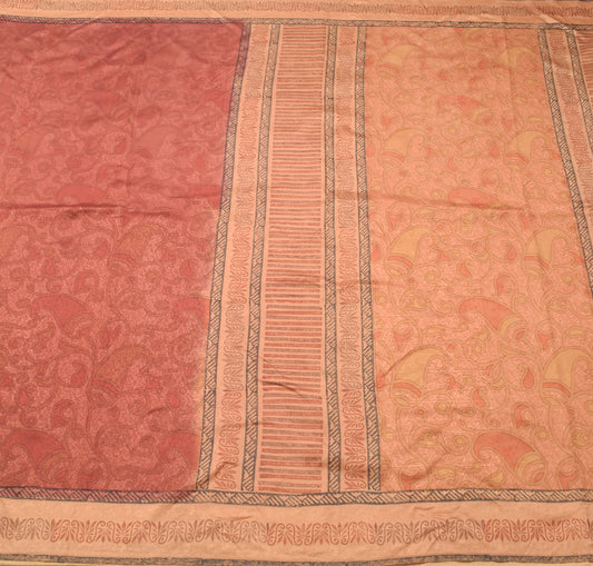Sushila Vintage Saree 100% Pure Silk Printed & Woven Paisley Soft Craft Fabric