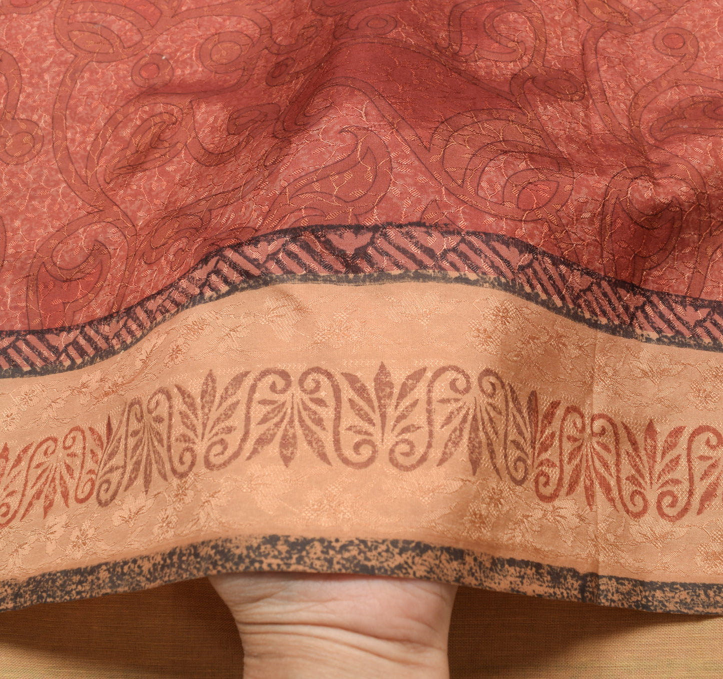 Sushila Vintage Saree 100% Pure Silk Printed & Woven Paisley Soft Craft Fabric