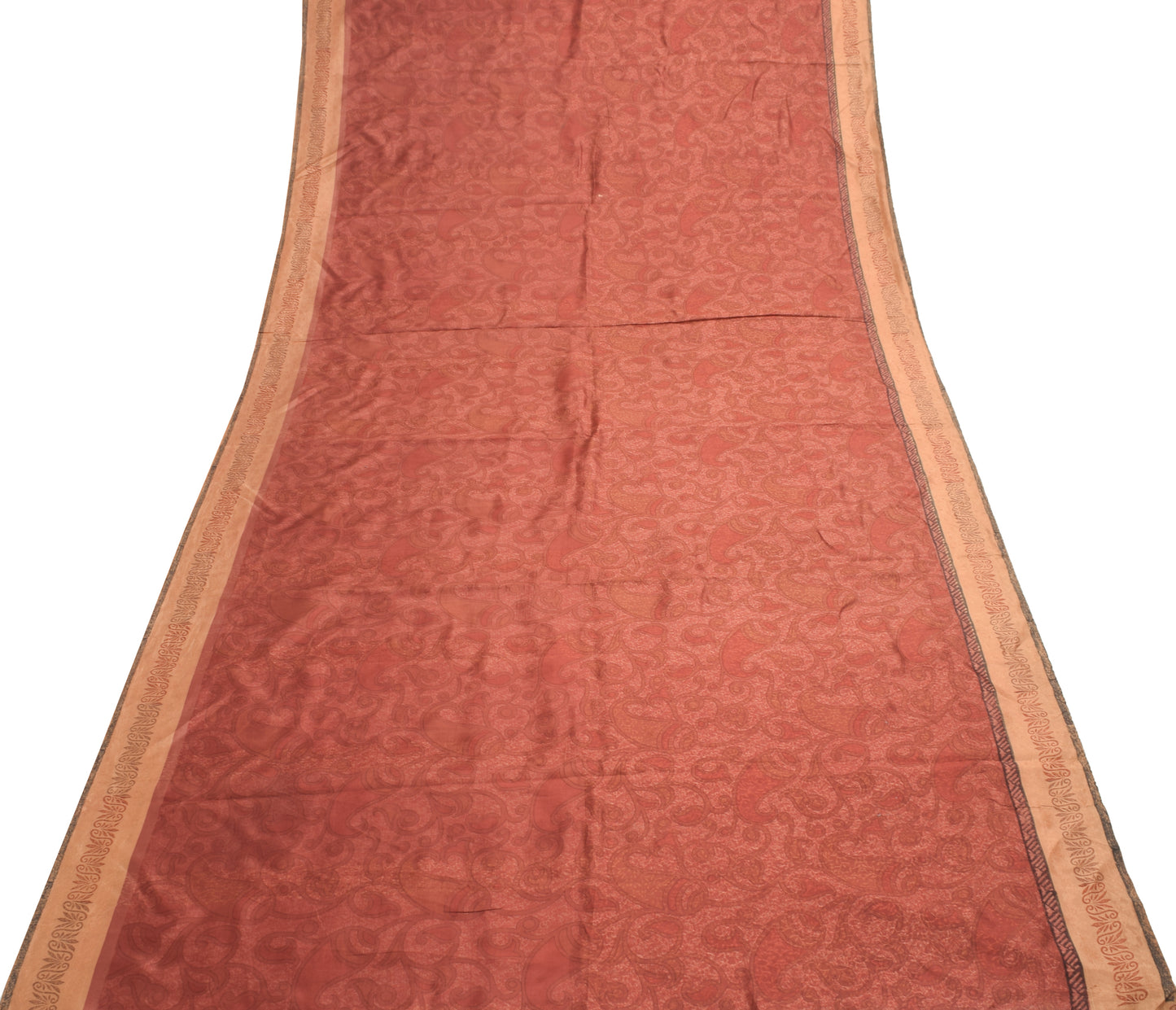 Sushila Vintage Saree 100% Pure Silk Printed & Woven Paisley Soft Craft Fabric