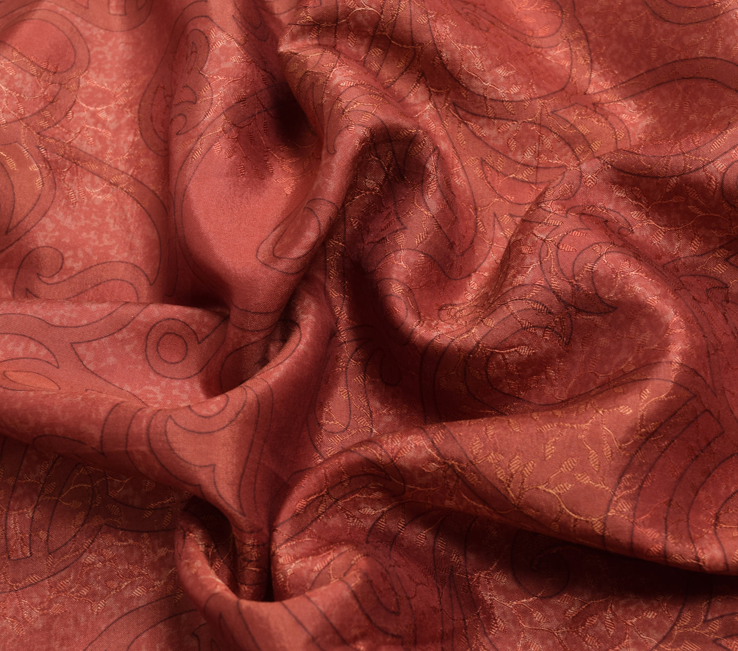 Sushila Vintage Saree 100% Pure Silk Printed & Woven Paisley Soft Craft Fabric