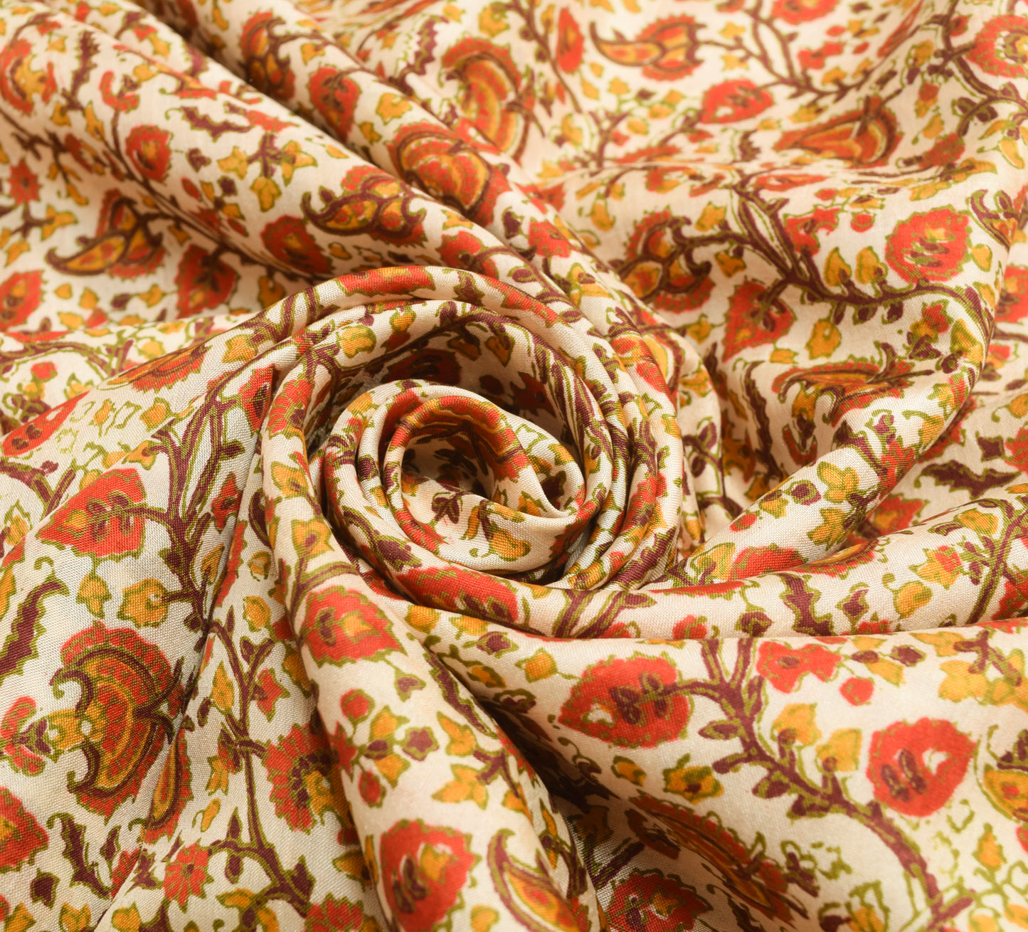 Sushila Vintage Beige Saree 100% Pure Silk Hand Block Printed Soft Craft Fabric