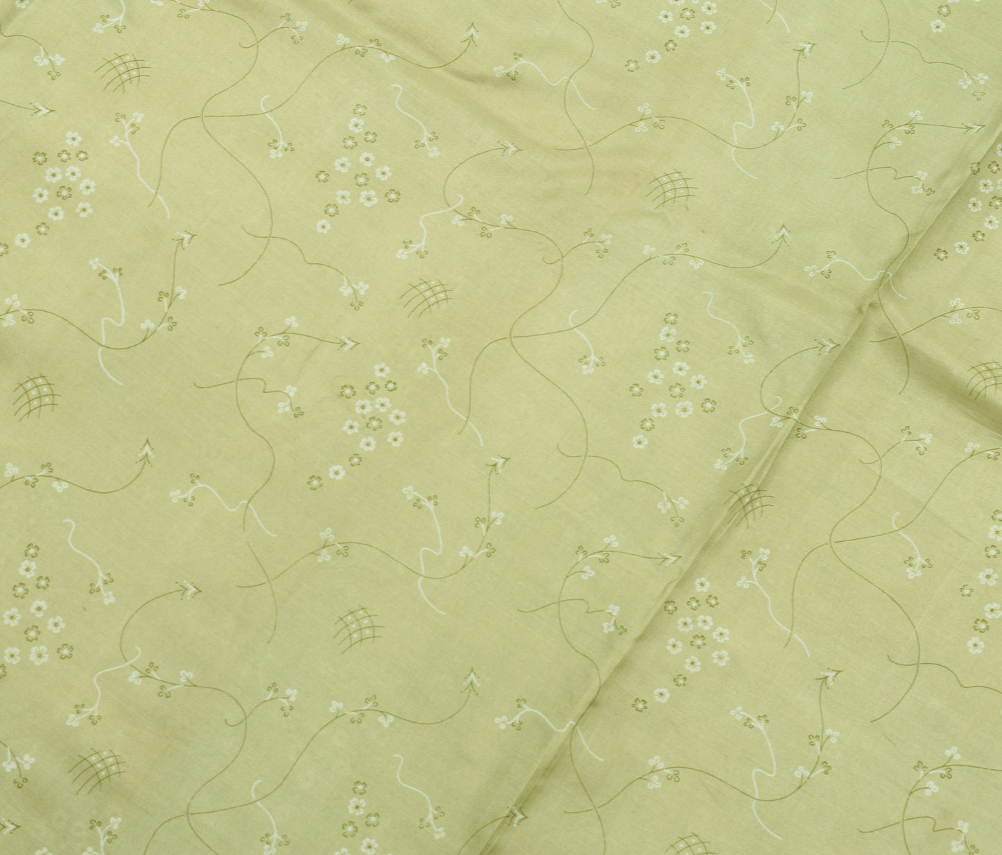 Sushila Vintage Green Floral Saree 100% Pure Silk Printed Soft Craft Fabric