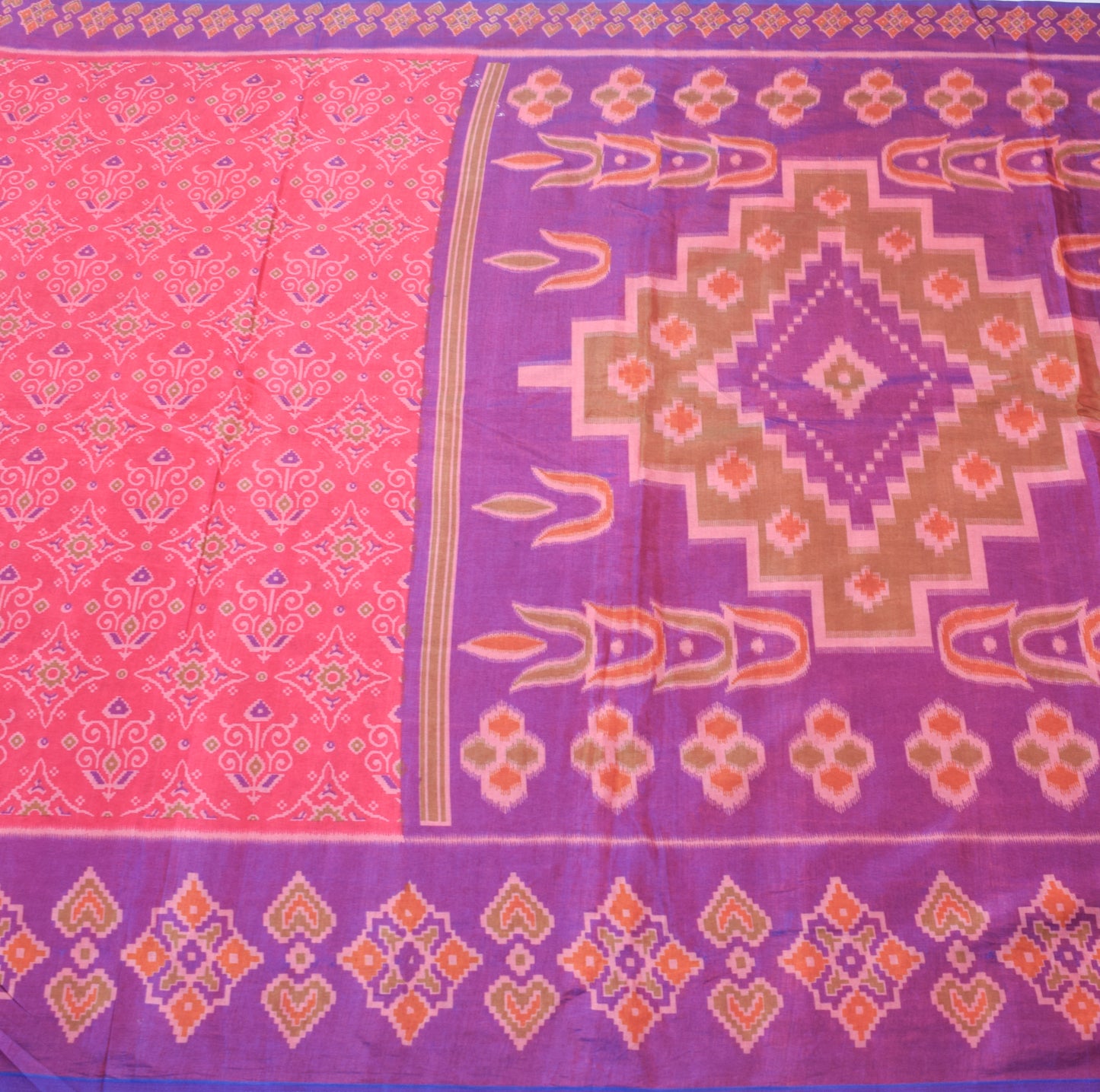 Sushila Vintage Dark Pink Dual Tone Saree Art Silk Printed Floral Craft Fabric
