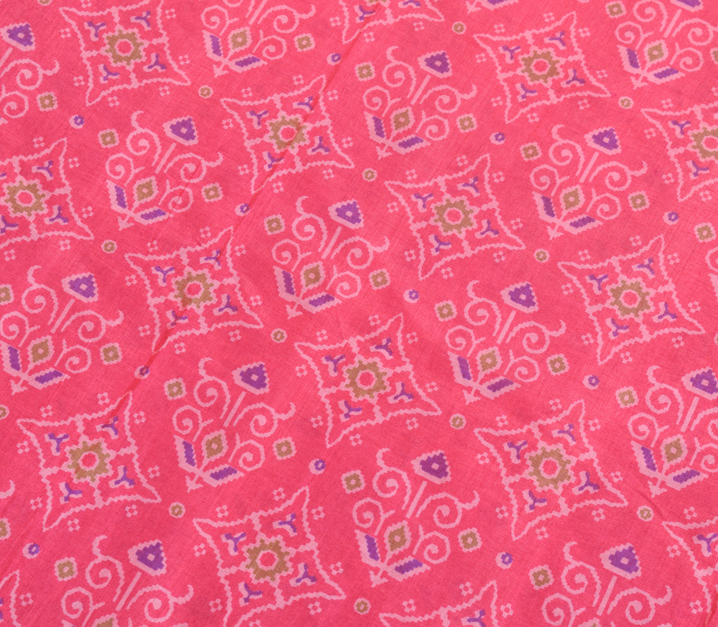 Sushila Vintage Dark Pink Dual Tone Saree Art Silk Printed Floral Craft Fabric