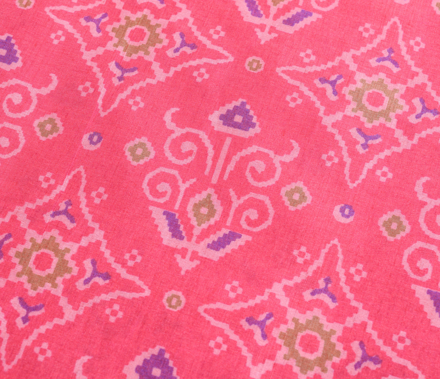 Sushila Vintage Dark Pink Dual Tone Saree Art Silk Printed Floral Craft Fabric