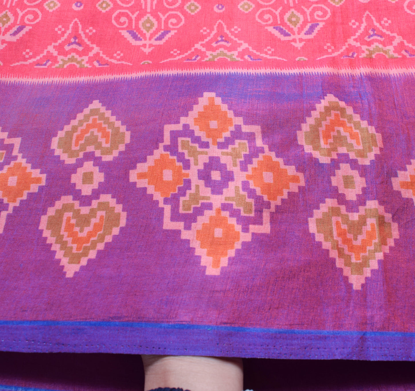 Sushila Vintage Dark Pink Dual Tone Saree Art Silk Printed Floral Craft Fabric