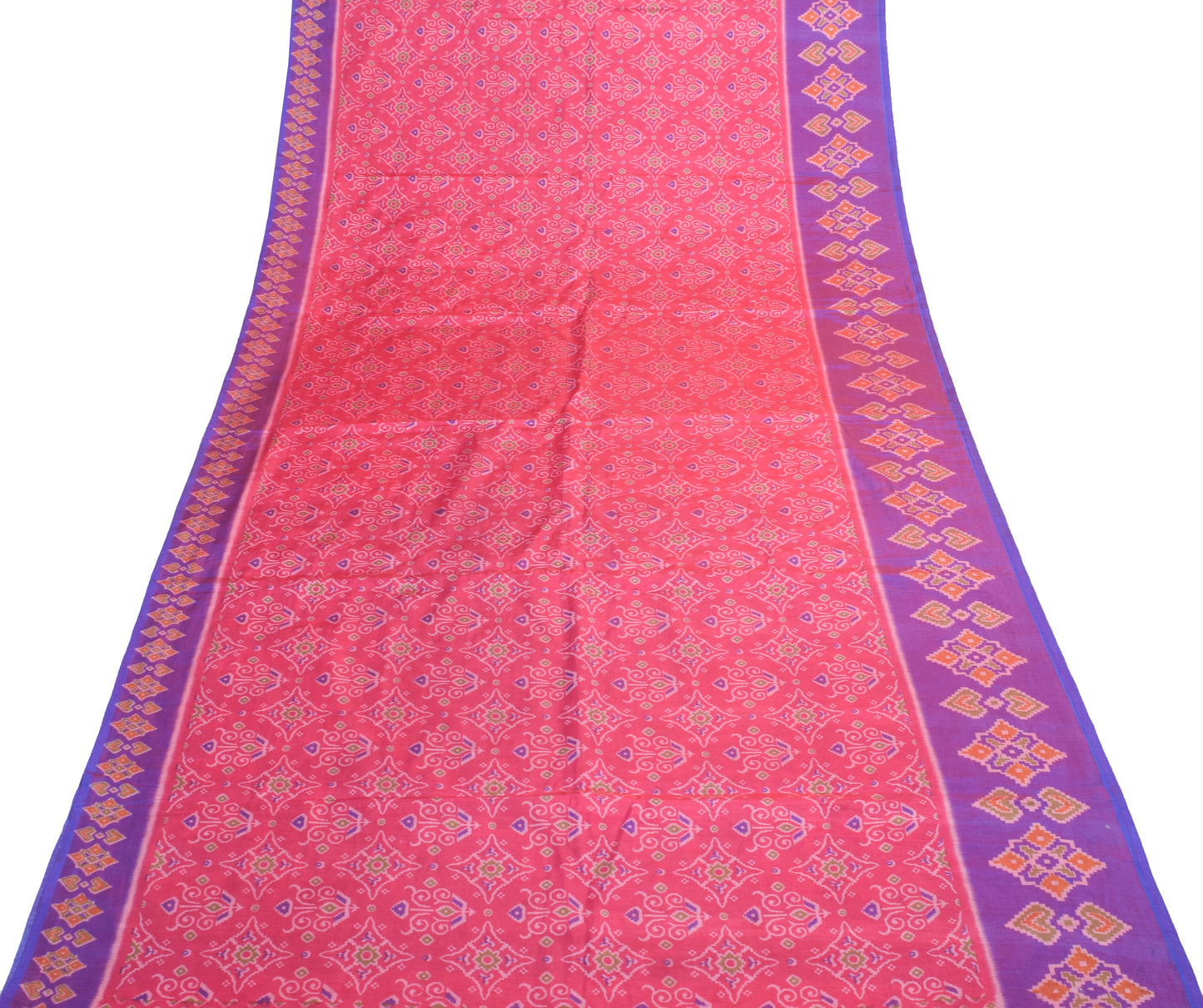 Sushila Vintage Dark Pink Dual Tone Saree Art Silk Printed Floral Craft Fabric