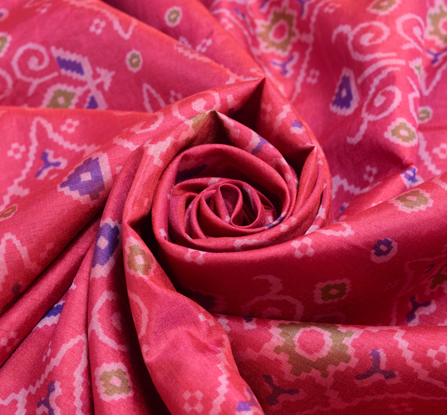 Sushila Vintage Dark Pink Dual Tone Saree Art Silk Printed Floral Craft Fabric