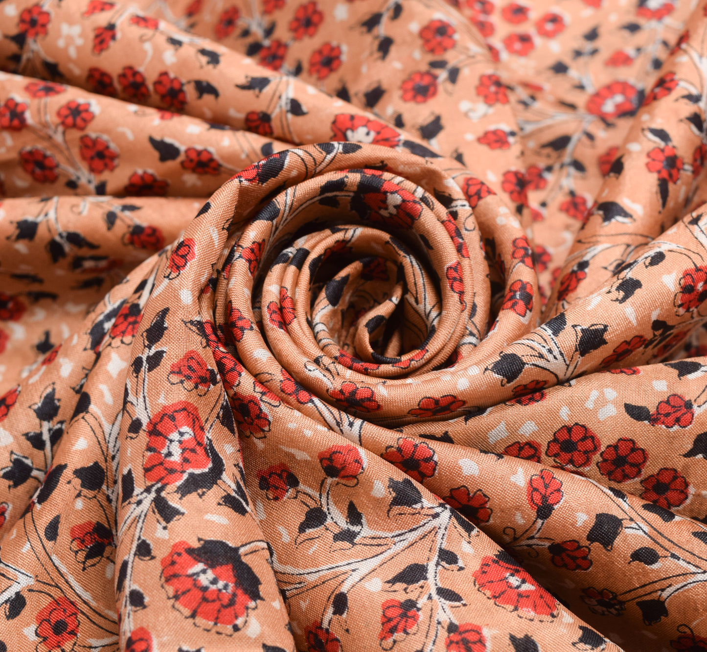 Sushila Vintage Peach Saree 100% Pure Silk Hand Block Printed Soft Craft Fabric