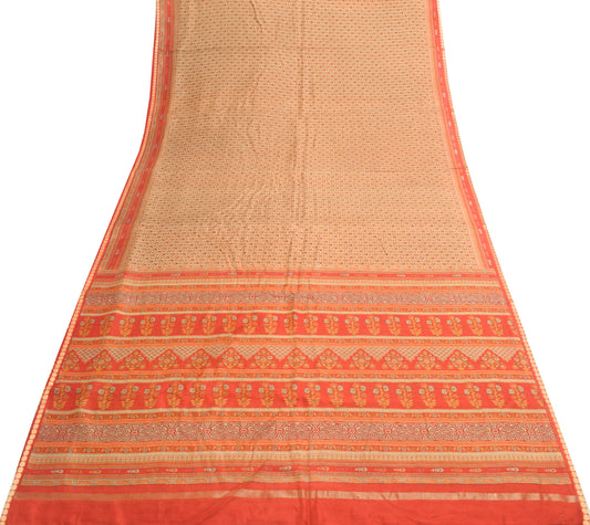 Sushila Vintage Casual Saree 100% Pure Silk Printed Floral Soft Craft Fabric