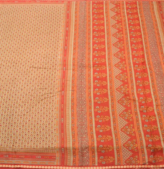 Sushila Vintage Casual Saree 100% Pure Silk Printed Floral Soft Craft Fabric