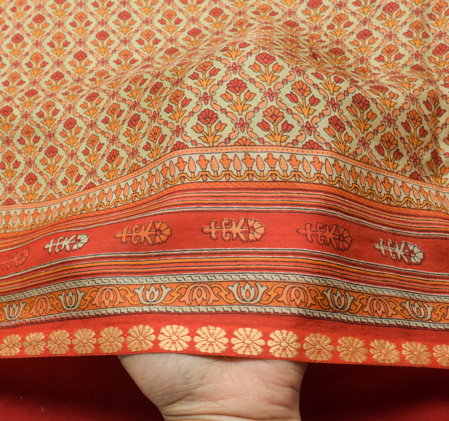 Sushila Vintage Casual Saree 100% Pure Silk Printed Floral Soft Craft Fabric
