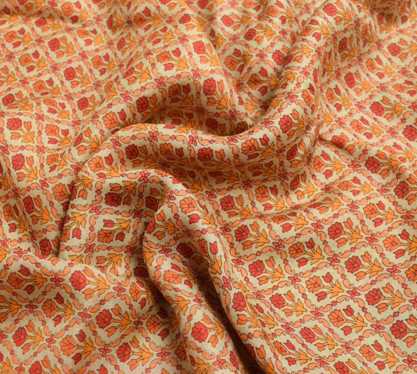 Sushila Vintage Casual Saree 100% Pure Silk Printed Floral Soft Craft Fabric