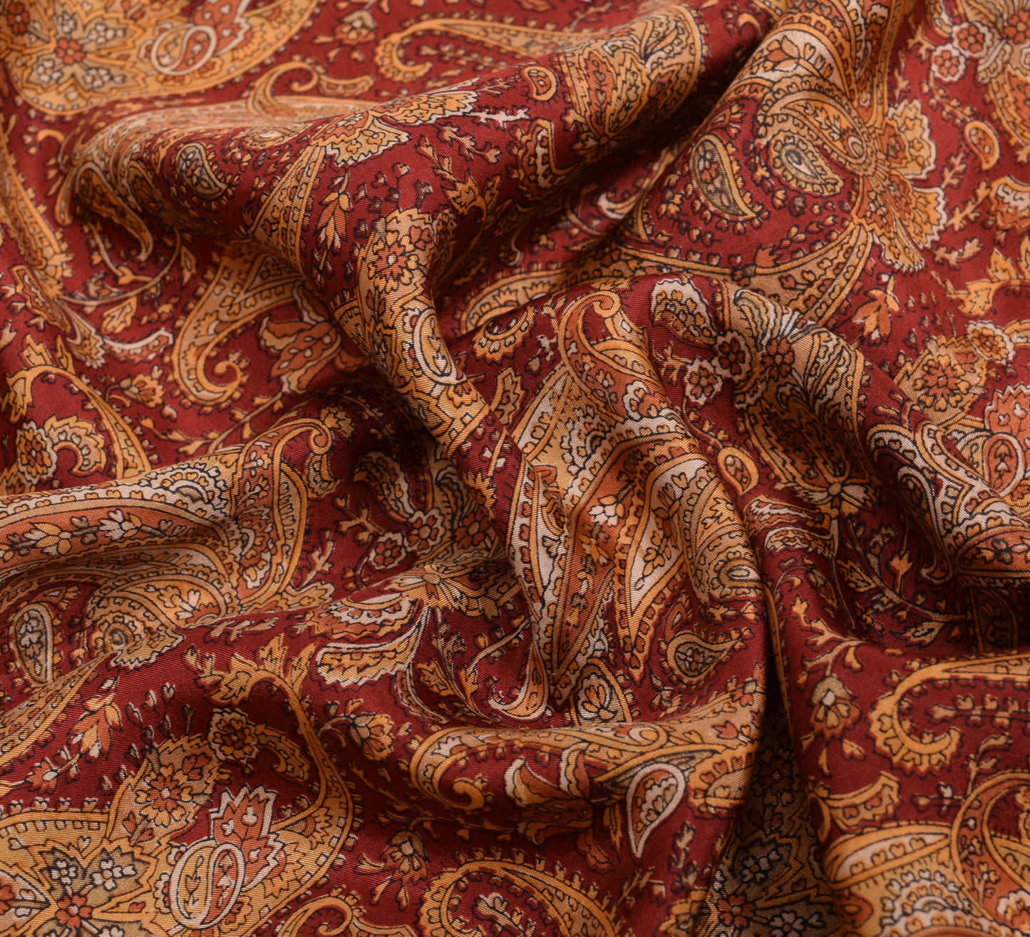 Sushila Vintage Maroon Saree 100% Pure Silk Paisley Printed Daily Wear Fabric